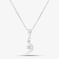 Silver Cubic Zirconia Swirl Flower Pendant P613937
