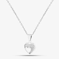 Silver Pavé Cut-Out Heart Pendant E612067-P