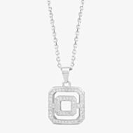 Silver Pavé Open Square Pendant P612150
