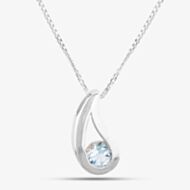 Silver Blue Topaz Tear Drop Pendant GK-P2621T