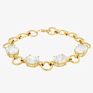 LUXE Silver Gold Plated Oval Cubic Zirconia Belcher Chain Bracelet 8.92.0621