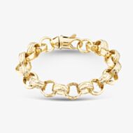 Sterling Silver Gold Tone Patterned Belcher Chain Bracelet S1076Y-09