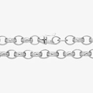 Fashionista Silver Sterling Silver 9 Inch Patterned Belcher Chain Bracelet S1074-09