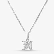 Silver Large Princess Cut Cubic Zirconia Pendant Necklace ZVP1928