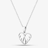 Silver Openwork Heart Shape Wings Pendant Necklace SP04242A