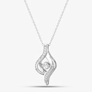 Silver Cubic Zirconia Swirl With Floating Stone Necklace MP02275B