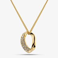 Yellow Gold Tone Plated Sterling Silver Cubic Zirconia Twist Oval Pendant 016-34468/GP