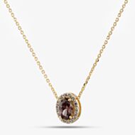Yellow Gold Tone Plated Sterling Silver Purple Cubic Zirconia Halo Pendant 016-35004/GP