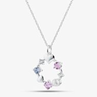 Fashionista Silver Sterling Silver Cubic Zirconia & Simulated Pearl Heart Wreath Pendant 016-33911/SP
