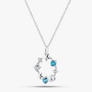 Fashionista Silver Sterling Silver Cubic Zirconia & Simulated Pearl Star Wreath Pendant 016-33908/SP