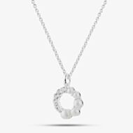 Fashionista Silver Sterling Silver Simulated Pearl & Cubic Zirconia Circle Pendant 016-35014/SP