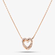 Fashionista Gold Rose Gold Tone Plated Sterling Silver Cubic Zirconia Double Heart Pendant AN3307Z/P