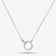 Fashionista Silver Sterling Silver Simulated Pearl & Cubic Zirconia Twisted Rope Circle Pendant AN2504Z-WFM/R