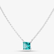 Fashionista Silver Sterling Silver Square Cut Teal Cubic Zirconia Pendant AN3912TMNN-A75/R