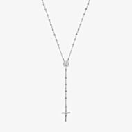 Fashionista Silver Sterling Silver 24 Inch Rosary Necklace S7092