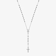 Fashionista Silver Sterling Silver 28 Inch Rosary Necklace S7094