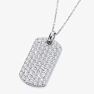 Fashionista Silver Sterling Silver Cubic Zirconia Dog Tag Pendant S7122