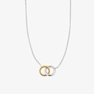 Fashionista Silver Sterling Silver Two Tone Interlinking Circle Necklace N4776