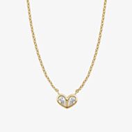 Fashionista Gold Yellow Gold Tone Plated Sterling Silver Cubic Zirconia Heart Pendant N4782C