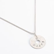 Silver Open Circle Happy 16 Inch Necklace SP3