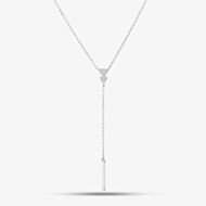 Sterling Silver Cubic Zirconia Triangle Lariat Necklace N611054
