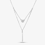 Sterling Silver Cubic Zirconia Pave Two Row Double Lariat Necklace N611060