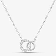 Sterling Silver Cubic Zirconia Linked Circles Necklace N611072
