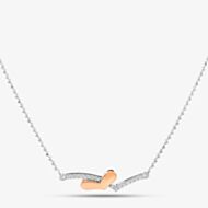 Two Colour Cubic Zirconia Heart Wishbone Necklace 2THB018904