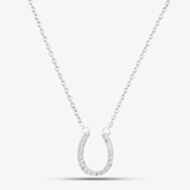 Sterling Silver Cubic Zirconia Pave Horseshoe Necklace N4318