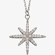 Sterling Silver Cubic Zirconia Pave Starburst Necklace N4421C