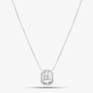 Sterling Silver Asscher-Cut Clear Crystal Necklace N4476C