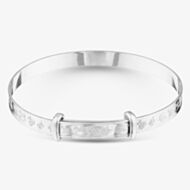Sterling Silver 4mm Nursery Patterned Expandable Baby Bangle S8004