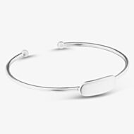 Fashionista Silver Silver Engravable ID Bar Torque Bangle 60mmCuffC