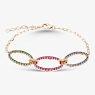Fashionista Gold Rose Gold Tone Plated Sterling Silver Cubic Zirconia Triple Oval Bracelet AB3562Z-ENN-BSNN-RSY/P