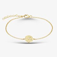 Fashionista Gold Yellow Gold Tone Plated Sterling Silver Cubic Zirconia Textured Disc Bracelet AB4185Z/G