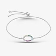 Fashionista Silver Sterling Silver Multi Coloured Cubic Zirconia Circle Bracelet AB1085ENN-AQZ-YEZ-PSY-PZ/R