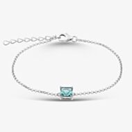 Fashionista Silver Sterling Silver Square Cut Teal Cubic Zirconia Bracelet AB4253TMNN-A75/R