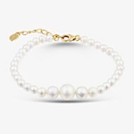 Yellow Gold Tone Plated Sterling Silver Freshwater Pearl Bracelet AB3135WFM/G