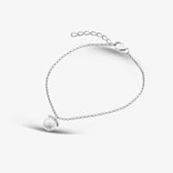 Fashionista Silver Sterling Silver Freshwater Pearl Charm Bracelet AB4178WFM/R