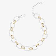 Fashionista Silver Sterling Silver Two Tone Oval Link Bracelet B5662