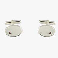 Sterling Silver Oval Edged Ruby Toggle Cufflinks LH45 T/R