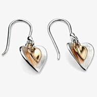 Sterling Silver Two-Tone Double Heart Drop Earrings E4466