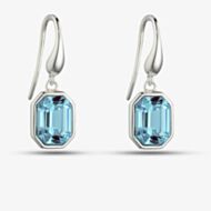 Sterling Silver Asscher-Cut Blue Crystal Drop Earrings E6082T
