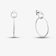 Silver Large Double Circle Stud Hoop Earrings SEC0120C