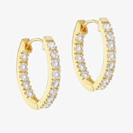 LUXE Silver Gold Plated 21mm Cubic Zirconia Hoop Earrings 8.95.0179