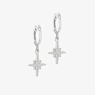 Silver Cubic Zirconia Star Dropper Hoop Earrings 8.52.0019