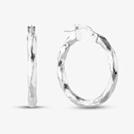Sterling Silver 25mm Diamond Cut Hoop Earrings S3448