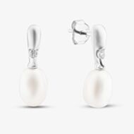 Sterling Silver Freshwater Pearl Bar Drop Earrings EOW70140FW