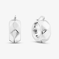 Sterling Silver Rhodium Plated Electroform Faceted Creole Earrings 8.52.0002