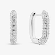 sterling Silver Rhodium Plated White Cubic Zirconia Creole Earrings 8.58.0029